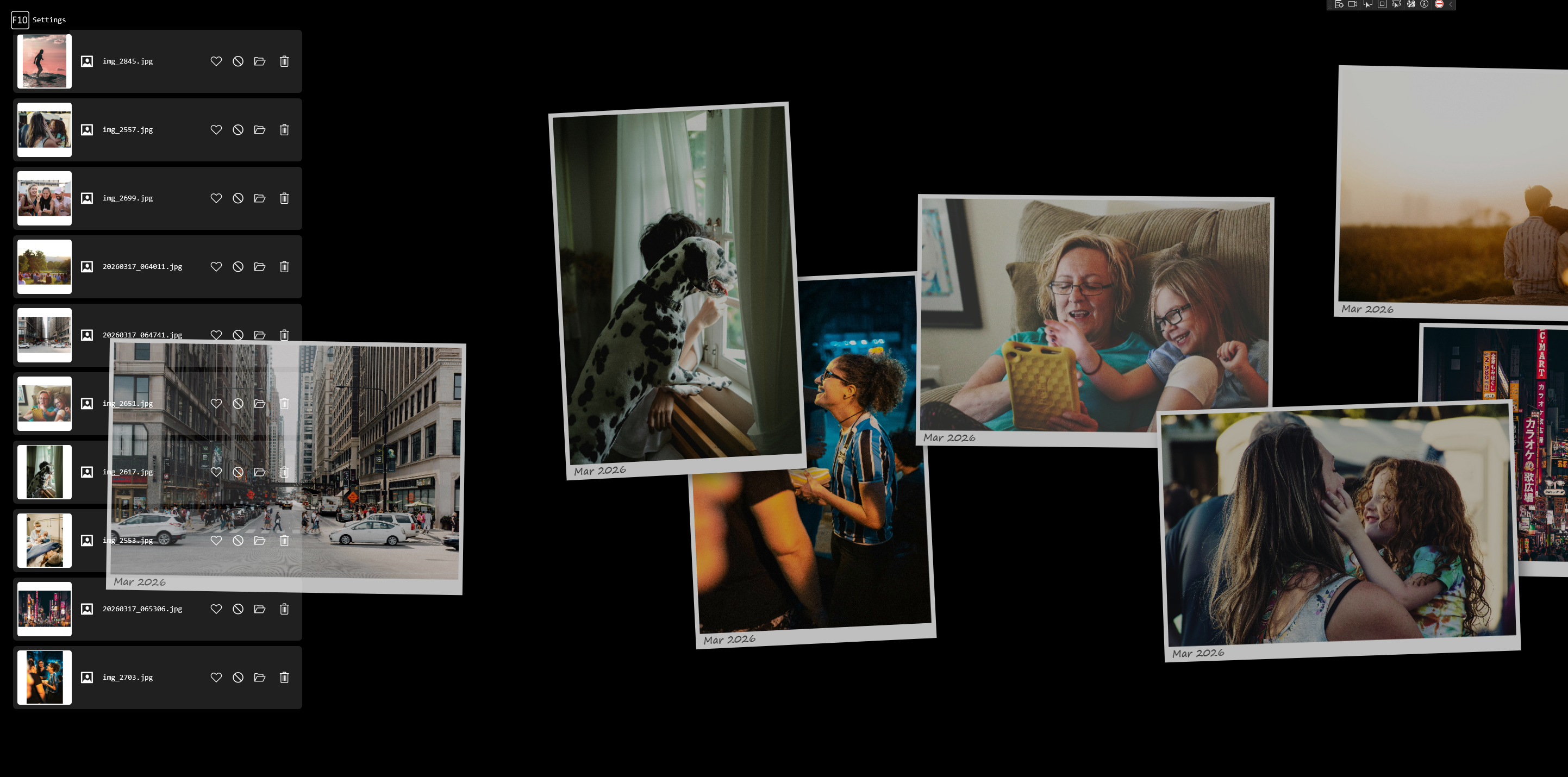 Memories history screen