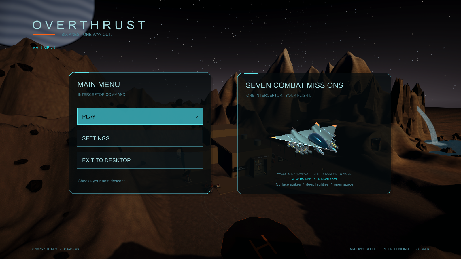 Overthrust's interceptor and main menu